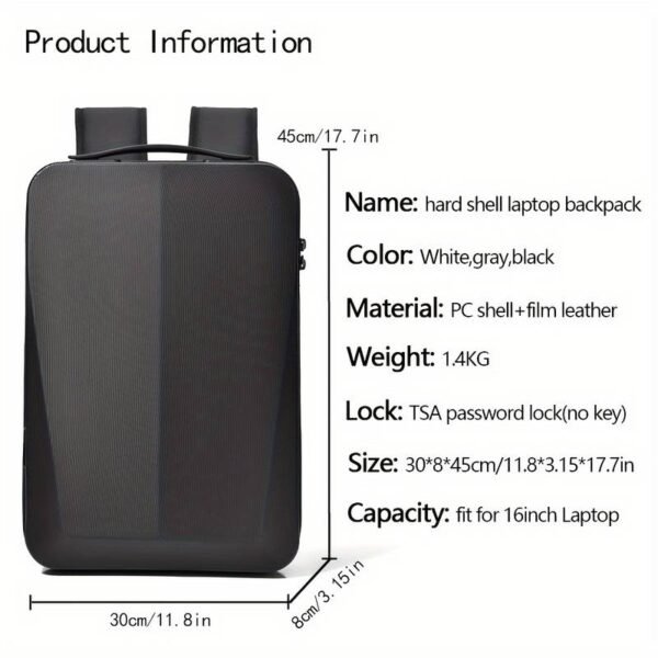 Large Capacity Laptop Backpack With USB Charging Port And Password Lock - Image 9