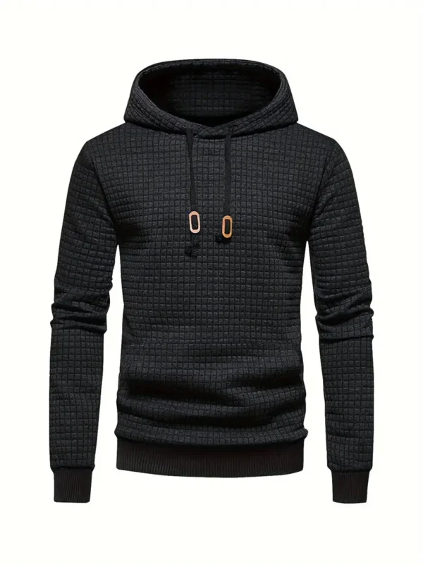 Waffle Pattern Solid Hoodie - Image 6