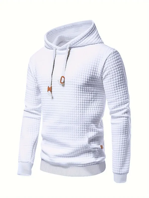 Waffle Pattern Solid Hoodie - Image 2