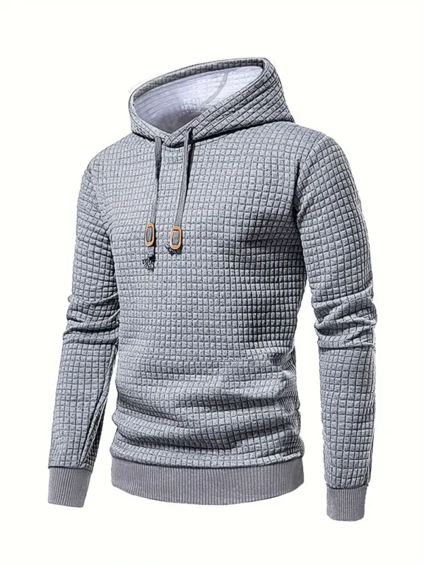 Waffle Pattern Solid Hoodie - Image 7