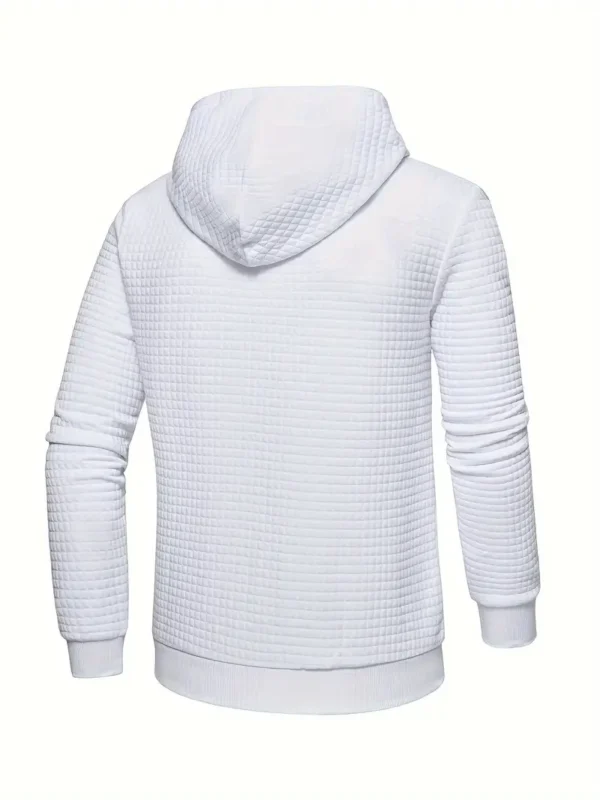 Waffle Pattern Solid Hoodie - Image 4